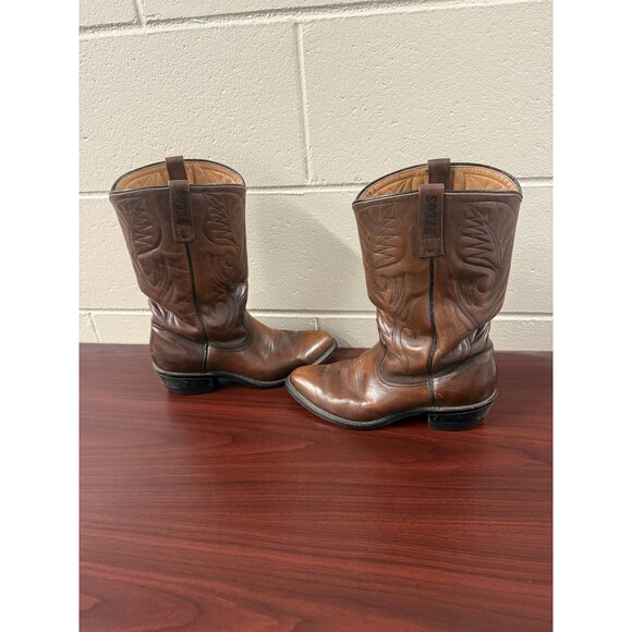 Men’s Vintage Red Wing 9801 Pecos Cowboy Boots Brown Made In USA Sz 8 D Pull On main image 9